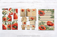 junk journal printables floral poppies shabby chic papers Product Image 9