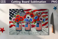 Patriotic Floral Cutting Board | Glass Kitchen Cutting Board Product Image 2