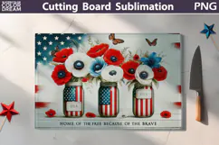 Patriotic Floral Cutting Board | Glass Kitchen Cutting Board Product Image 3
