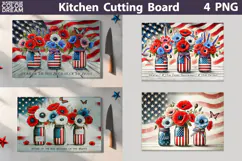 Patriotic Floral Cutting Board | Glass Kitchen Cutting Board Product Image 1