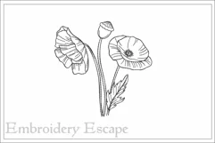 Poppy sketch embroidery design, wildflower embroidery file Product Image 1