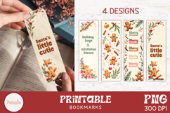 Printable gingerbread Christmas bookmark set featuring 4 cute designs with cookies, festive greenery and sweet holiday quotes. PNG format, 2x6 inches, 300 DPI.