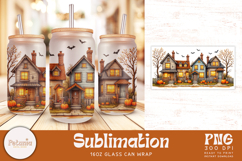 trendy halloween sublimation wrap design being used as a popular 16 oz glass can print