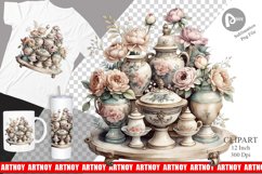 Watercolor Porcelain Figurine Clipart Product Image 1