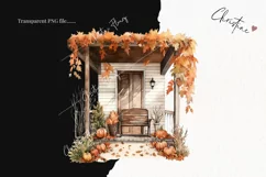 Watercolor Fall Porch Clipart | Watercolor Fall PNG Product Image 2