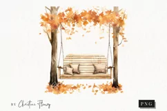 Watercolor Fall Porch Swing Clipart | Watercolor Fall PNG Product Image 1