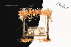 Watercolor Fall Porch Swing Clipart | Watercolor Fall PNG Product Image 2