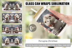 Glass Can Wraps Porcupine Christmas Product Image 1