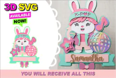 Cute K-Pop Bunny Cake Topper 3D SVG Product Image 1