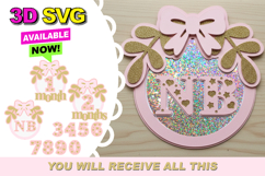 Baby Months pink topper 3D SVG Product Image 1