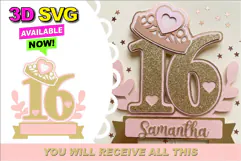 Sweet Sixteen cake topper SVG Product Image 1