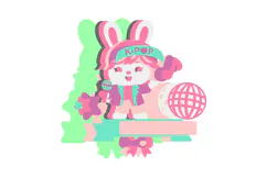 Cute K-Pop Bunny Cake Topper 3D SVG Product Image 3