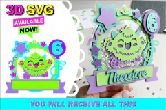 Adorable Monster Shaker Cake Topper 3D SVG Product Image 1