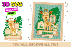 Giraffe Birth Stats announcement signs 3D SVG Product Image 1