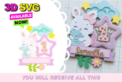 Cute Rabbit cake topper 3D SVG Product Image 1
