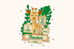 Giraffe Birth Stats announcement signs 3D SVG Product Image 4