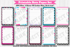 Printable Note Paper, Writing Papers Set, Notebook Pages Product Image 1