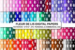 Fleur de lis digital papers Floral pattern background jpg Product Image 1