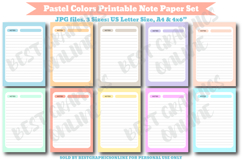 Pastel Colors Printable Notebook, Paper Writing paper Bundle Product Image 1