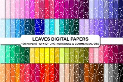 Leaves Digital Papers, White Leaf Paper 100 colors Product Image 1