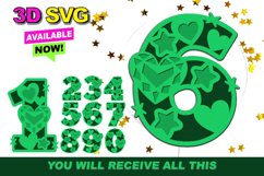 Emerald Heart Gem Numbers 3D SVG Product Image 1