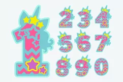 Unicorn Party 3D SVG Numbers | Unicorn birthday SVG Product Image 3