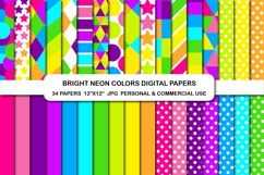 Bright Neon Colors Digital Papers Set, Polks Dots Background Product Image 1