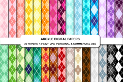 30 Argyle Digital Papers, Rainbow Argyle Backgrounds Paper Product Image 1