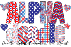 Stars and Stripes Doodle Alphabet Letters Red White and Blue Product Image 1