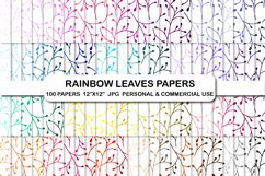 Rainbow Leaves Digital Papers, Leaves Background Paper Pack Product Image 1