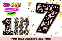 swirl pattern 3D SVG Numbers | floral pattern birthday SVG Product Image 1