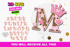 Alphabet 3D SVG Princess Product Image 1