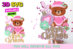 Bear Pink Christmas Topper 3D SVG Product Image 1