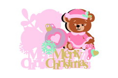Bear Pink Christmas Topper 3D SVG Product Image 3