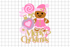 Gingerbread Pink Christmas Topper 3D SVG Product Image 2