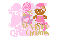 Gingerbread Pink Christmas Topper 3D SVG Product Image 3