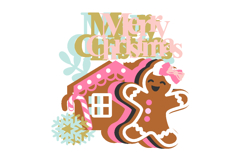 Pink Christmas Gingerbread house 3D SVG Product Image 3