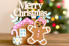 Pink Christmas Gingerbread house 3D SVG Product Image 4