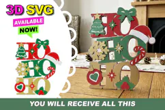 Ho Ho Ho Christmas Decoration 3D SVG Product Image 1