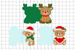 Bear and Reindeer Christmas Cards 3D SVG Product Image 2