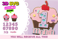 Baby Months Cupcake topper 3D SVG Product Image 1