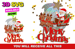 Santa Flying Moon Cake Topper 3D SVG Product Image 1