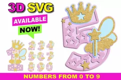 Fairy Party 3D SVG Numbers | Fairy birthday SVG Product Image 1