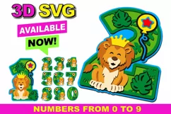 Lion Party 3D SVG Numbers | Lion birthday SVG Product Image 1