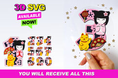kokeshi Numbers 3D SVG Product Image 1