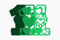 Emerald Heart Gem Numbers 3D SVG Product Image 3