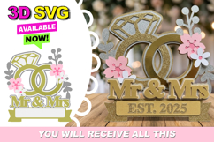 Anniversary Mr and Mrs Topper 3D SVG Product Image 1