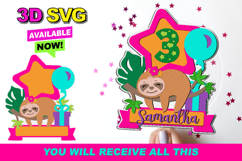 Baby Sloth Cake Topper 3D SVG Product Image 1