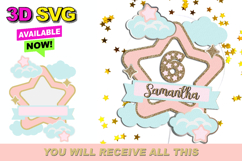 Clouds and stars Cake Topper 3D SVG Product Image 1
