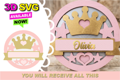 Baby Name Sign Princess 3D SVG Product Image 1